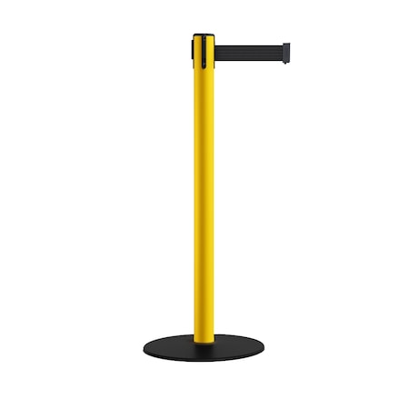 Montour Line Retr. Belt Stanchion, Low Base, 2.5in YLW Post  11' Black Belt S400-YW-BK-110